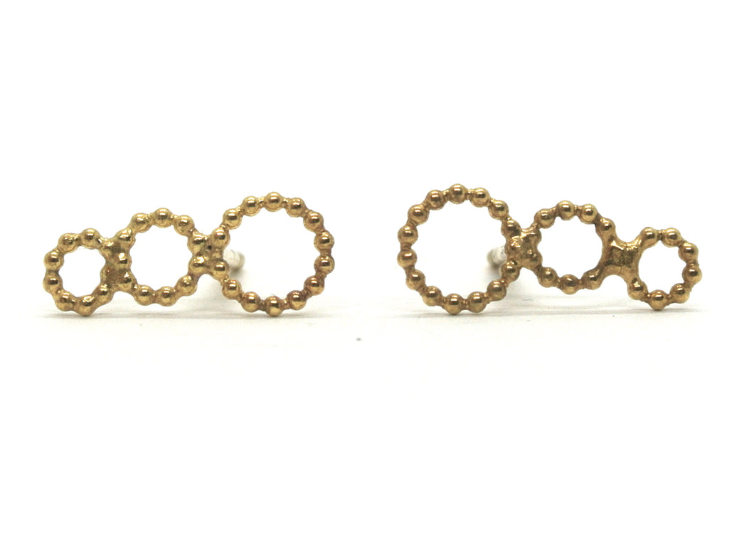 Triple circle earrings in gold-plated silver