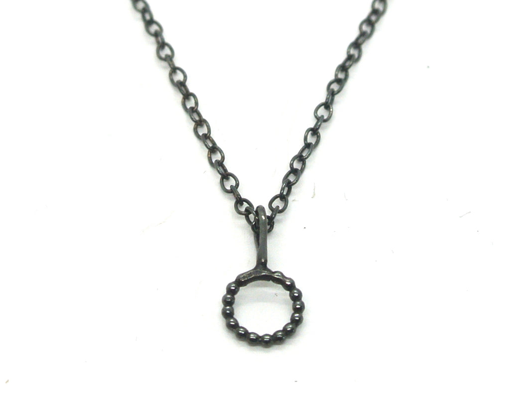 Circle necklace in oxidized silver