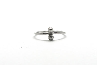 Simple silver ring with 2 silver balls