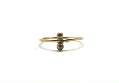 Simple gold-plated silver ring with 2 silver balls