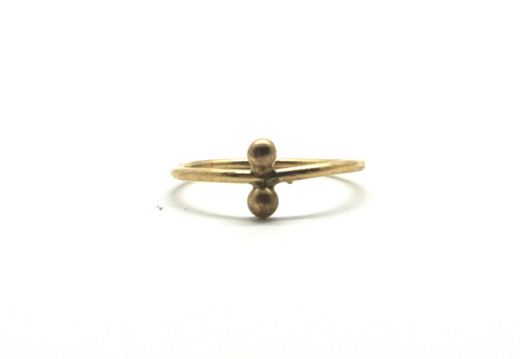 Simple gold-plated silver ring with 2 silver balls