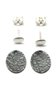 Banquet earrings silver and oxidized silver