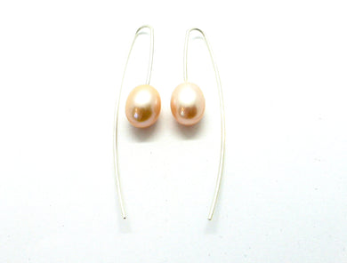 Long earrings with large pink freshwater pearls