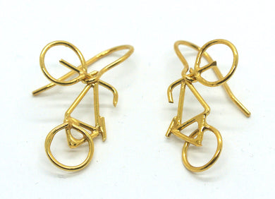 Bike earrings gold-plated silver