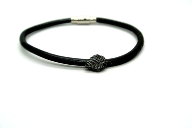 Bracelet with oxidized silver leaf